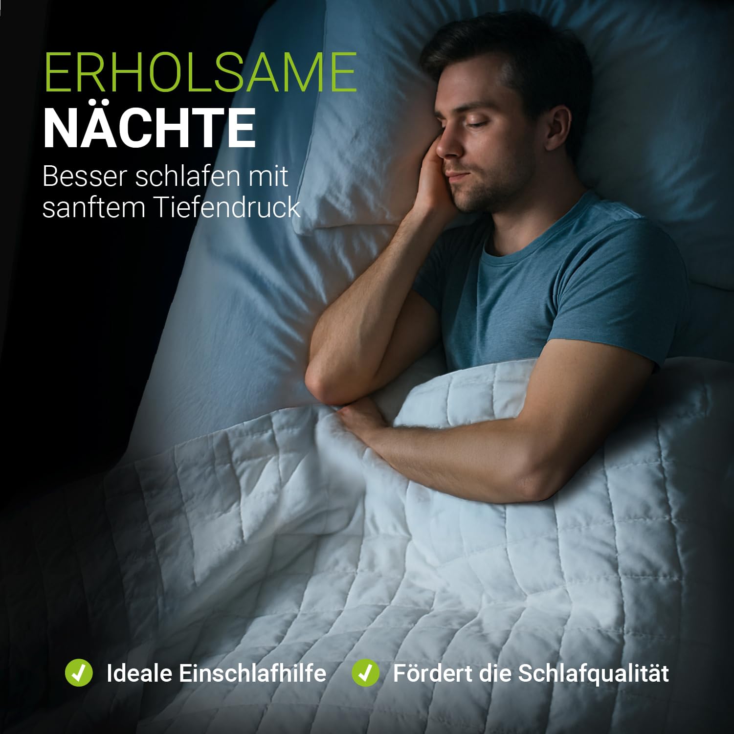 Juskys Gewichtsdecke 7 kg 135x200 – Anti-Stress-Therapiedecke, Weighted Blanket mit Glasperlen, Baumwolle & Mikrofaser für Erwachsene mit Schlafproblemen