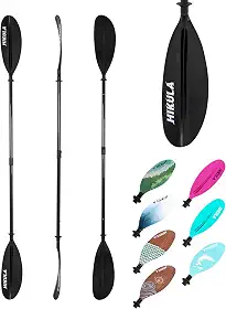 HIKULA Raquete de caiaque ajustável com eixo de carbono e lâmina de PP disponível em remos de caiaque leves flutuantes de 220-230/220-240/230-250 cm com padrão original