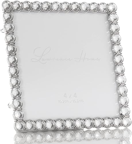 Vista 36 de Marco doble brillante de metal plateado 4x4, brillo transparente Brillo claro