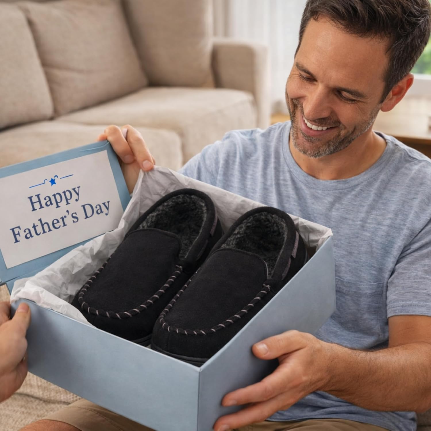 Dearfoams mens Keaton Memory Foam Indoor Outdoor Moccasin With Wide Widths Slipper - Image 6