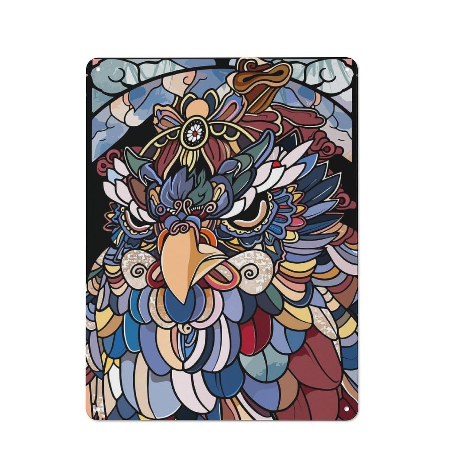 Junmoney Style-12 For Café Or Restaurant, Ornate Mythical Bird Illustration Retro Metal Sign 40X30cm, Gift For Café Owners And Decorators During The Christmas Season