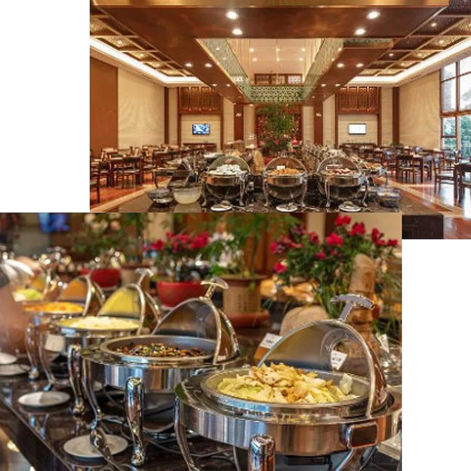 6L Chafing Dish Eléctrico, Servidor de Buffet, Calientaplatos de Acero Inoxidable para Hotel Fiesta y Cocina, Calentador Fe Buffet para Alimentos Calientes