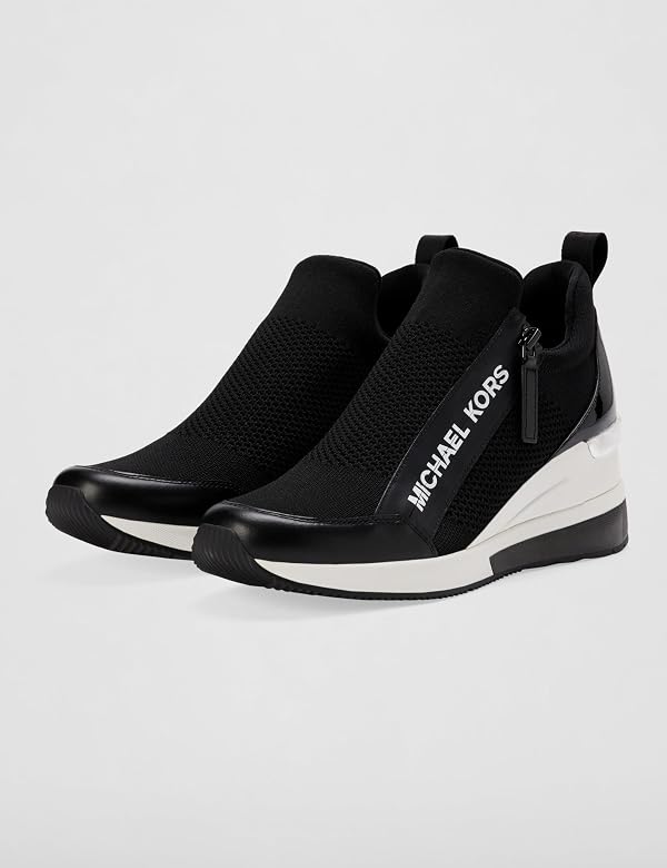 Michael Kors Women's Willis Wedge Trainer, Black, 8 by Michael Kors - Image 6