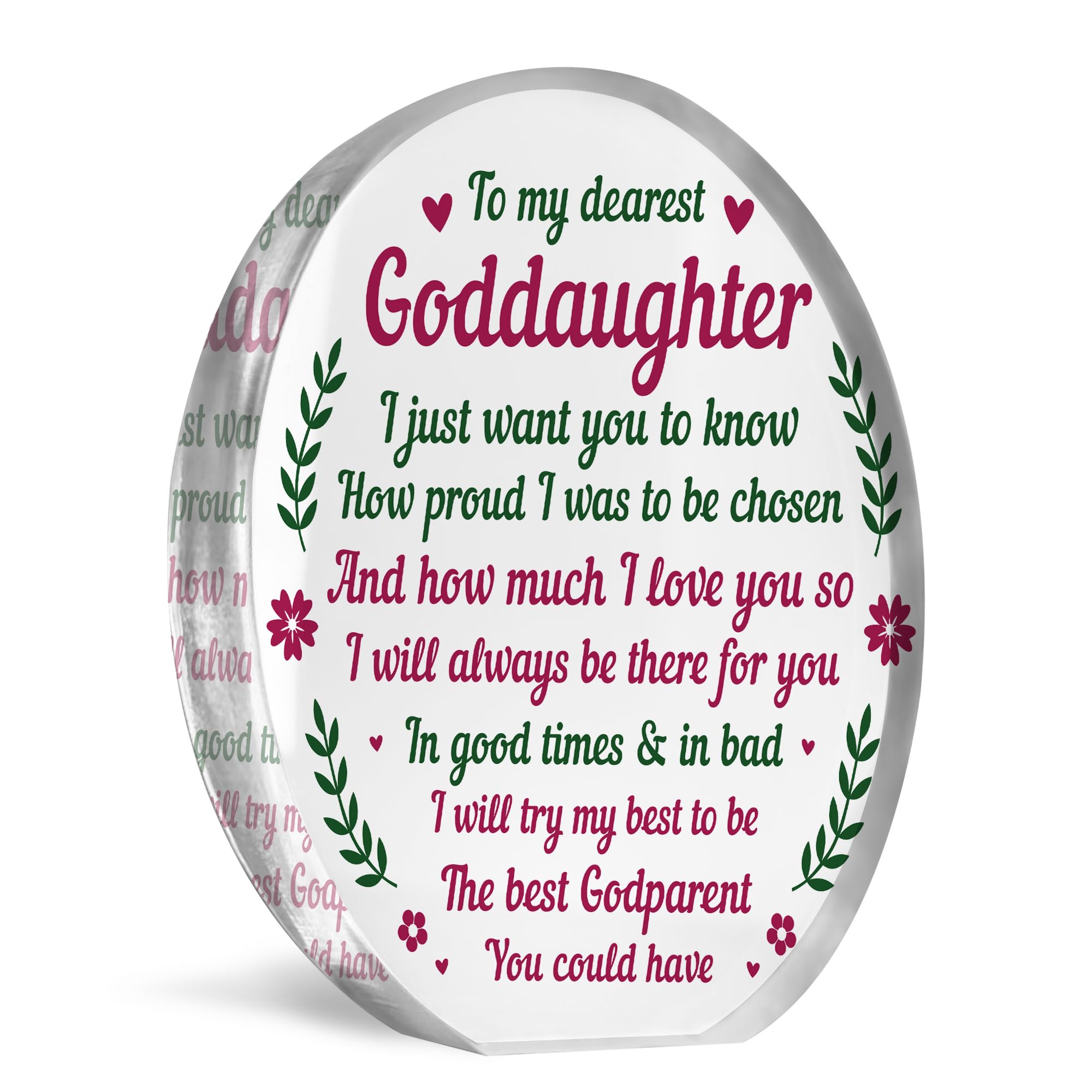 Red Ocean Goddaughter Gifts From Godparents, Goddaughter Acrylic Plaque Gift For Christmas, Birthday Gifts For Godddaughter, Gift From Godmother and Godfather