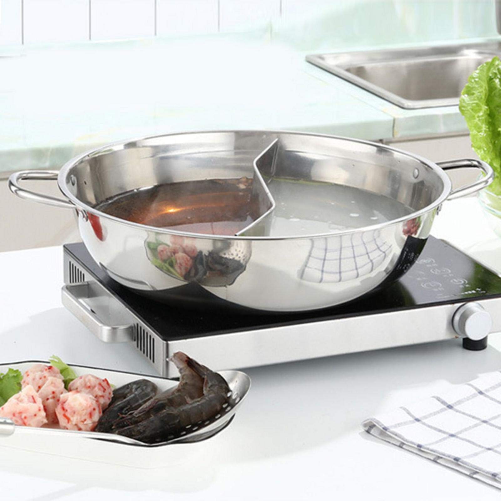 Abonda Hot Pot mit Trennwand, Edelstahl Hotpot Topf für Induktionsherd, Mandarin Ententopf