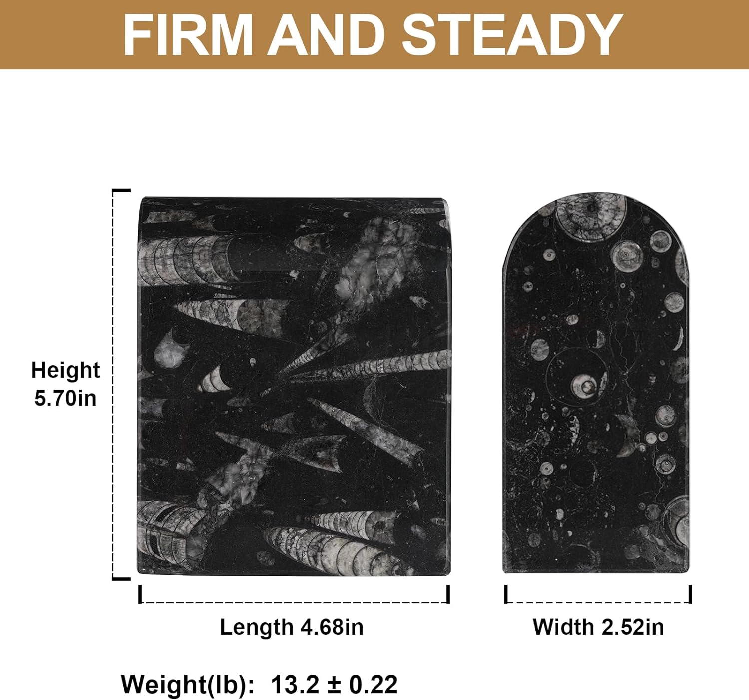 Koville Moroccan Natural Marble Bookends for Shelves, Non-Slip Book Ends, 13LBS Ultra Heavy Duty Marble Book Holders Organizer, Apartment Decor for Movies/CDs/Video Games(Fossil)