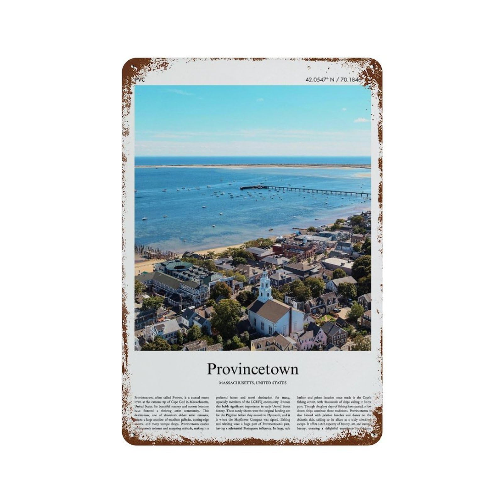 xiaoxiaoshen Provincetown Massachusetts, United States, USA City Scenery Wall Decor Art Metal Tin Poster Modern Home Decor Art Home Bar Shop Decorations Vintage Sign 30x20cm