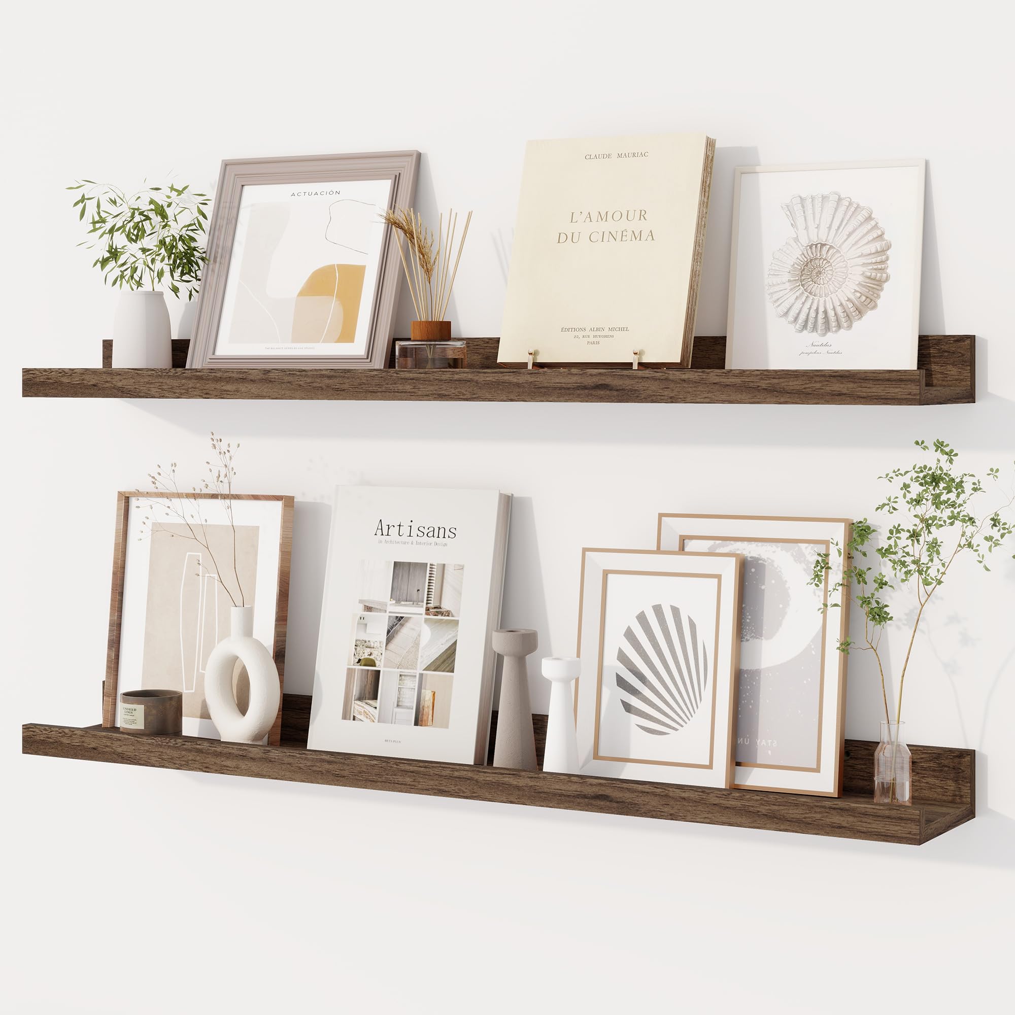 Dreamland Picture Ledge Shelf for Wall, Floating Shelves Set of 2, 32 Inch Long Floating Shelves with Lip for Living Room, Bedroom, Bathroom, Kitchen,