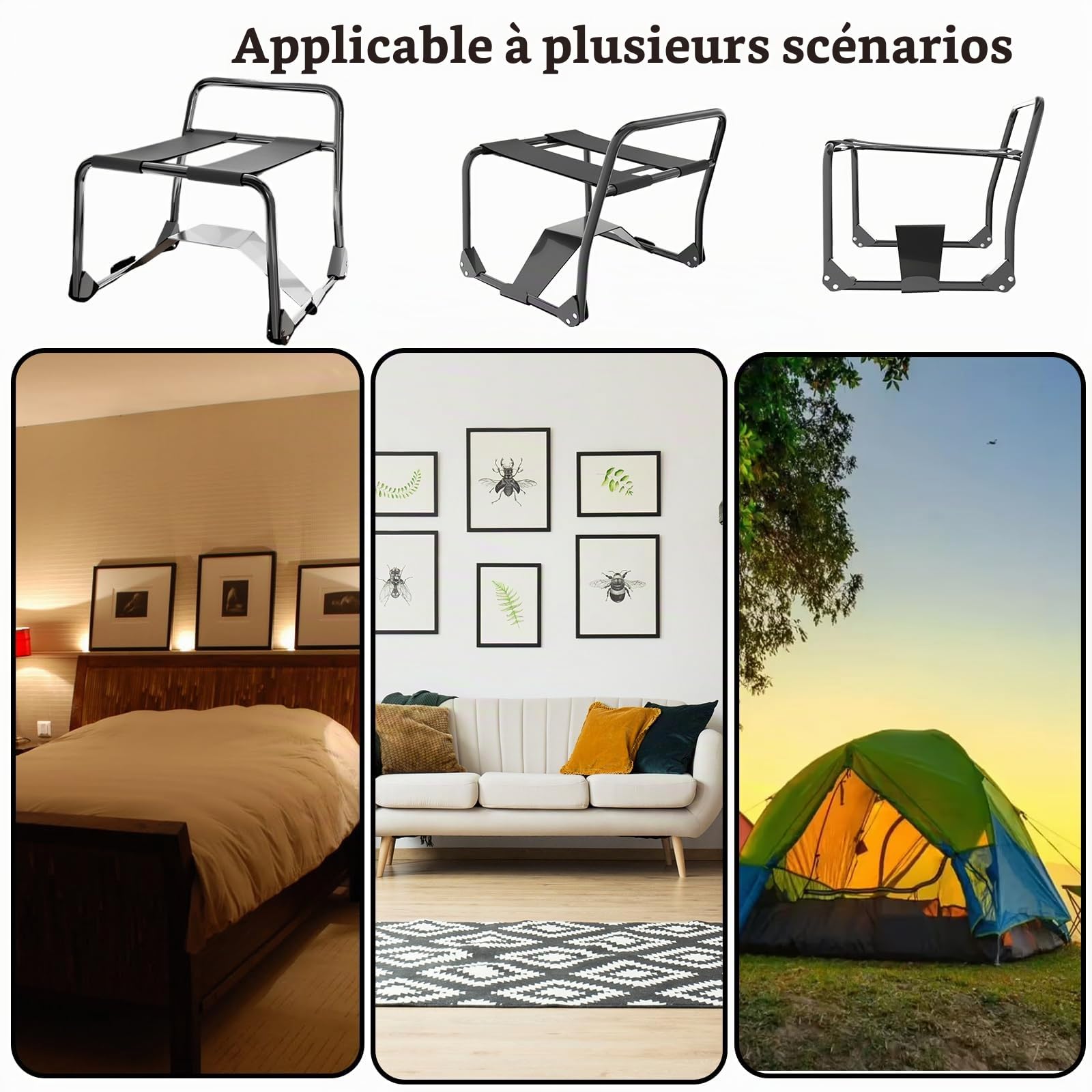 Chaise de sexe pliable – Grande aide pour les positions amoureuses avec poignée, banc de sexe portable et positionneur pour les couples, jeux SM et aventures érotiques, meuble d'amour robuste pour des