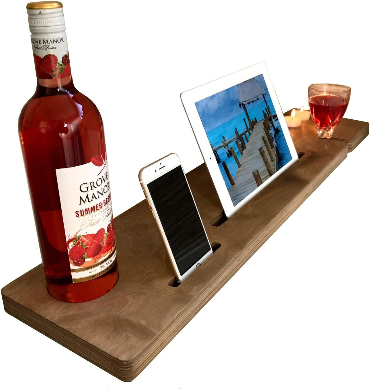 Bath Bar Add a PERSONALISED LASER ENGRAVED MESSAGE!! Wooden Bath Caddy To Hold Mobile Phone, Tablet, Wine Glass stained Westminster Oak (Laser Engraved)
