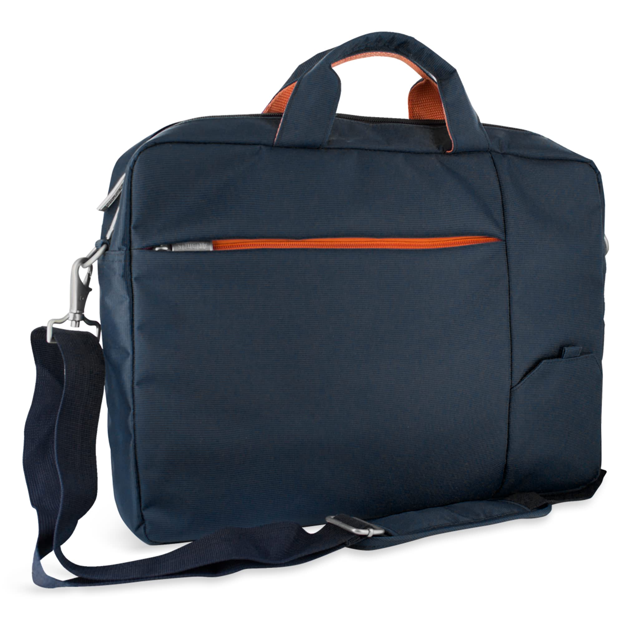 Atlantis Borsa notebook 15.6" pollici a tracolla modello S410, imbottitura interna, vano porta documenti, tasca esterna per accessori, fascia per aggancio Trolley Cinghia a tracolla, colore blu.
