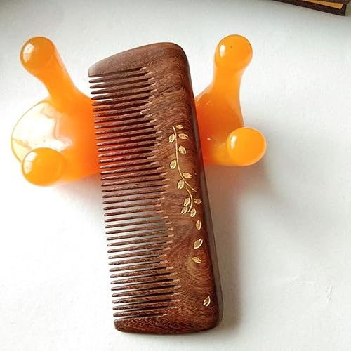 Miniatura 6 de Peine de madera de sándalo, 100% natural, antiestático, peine de madera para la salud del cuero cabelludo y el cabello, mejora la circulación