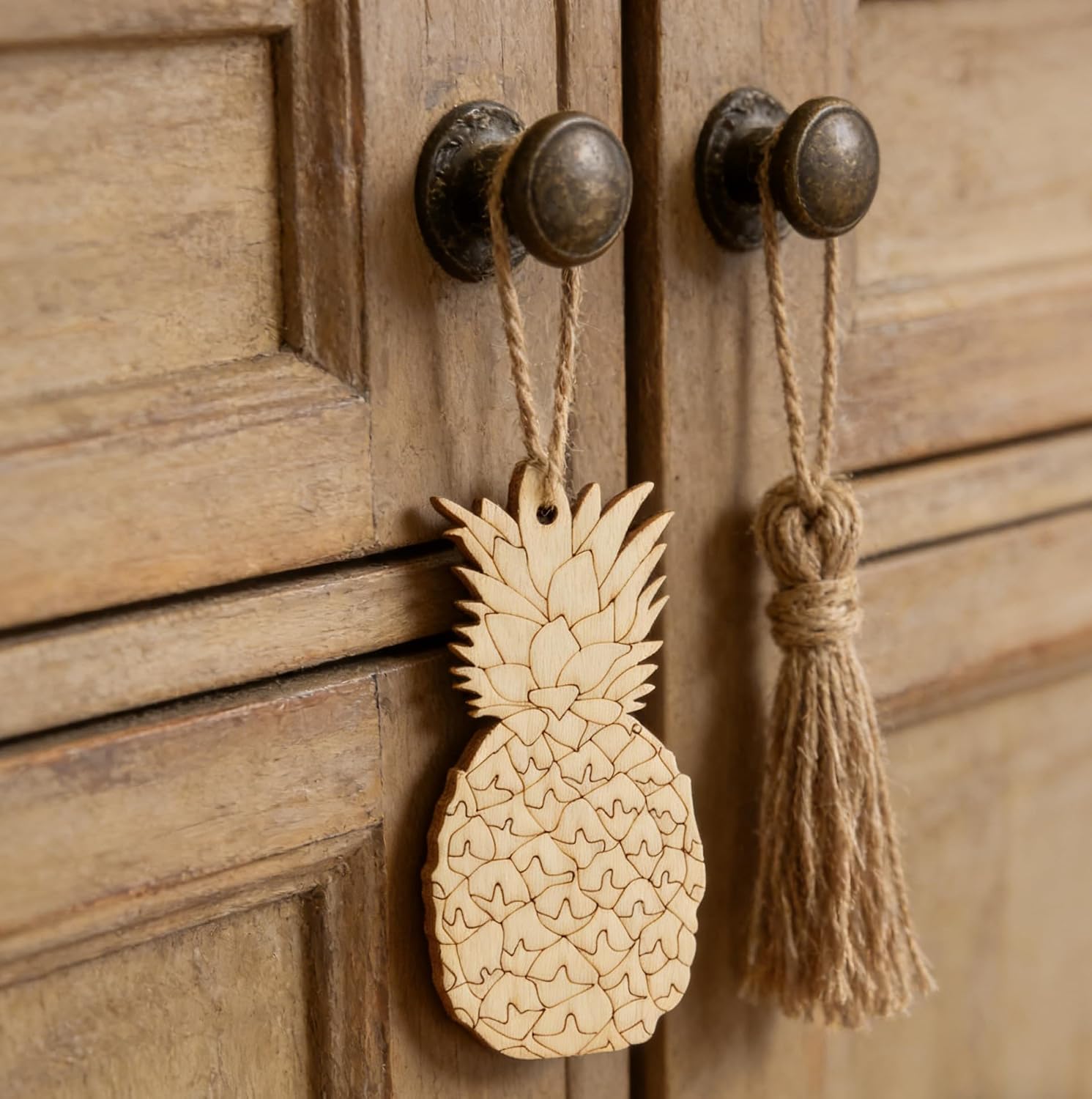 LABRIMP Creative Pineapple Wooden Pendant DIY Painting Slices 3.97X1.96In Kids Crafts Christmas Tree Hanging Ornaments Unfinished Wood Art Supplies image 4