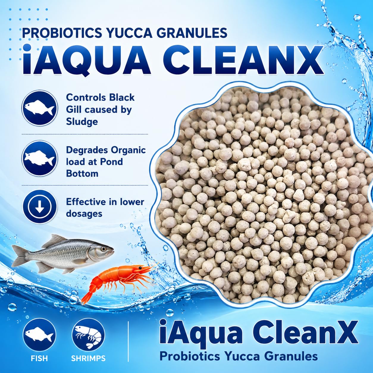 Vmcropcare iAqua-CleanX Probiotic Yucca Aqua Granules 5 kg - Improves Water Quality for Fish and Shrimp Culture — Amazon image 2