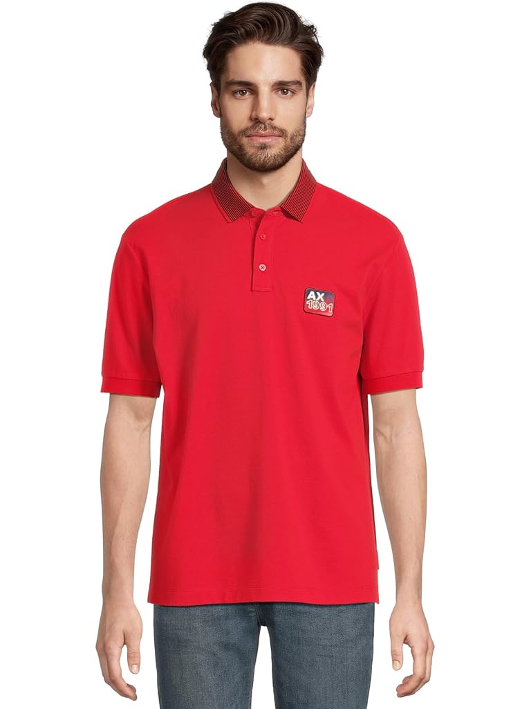Red Armani Exchange Small Logo Polo