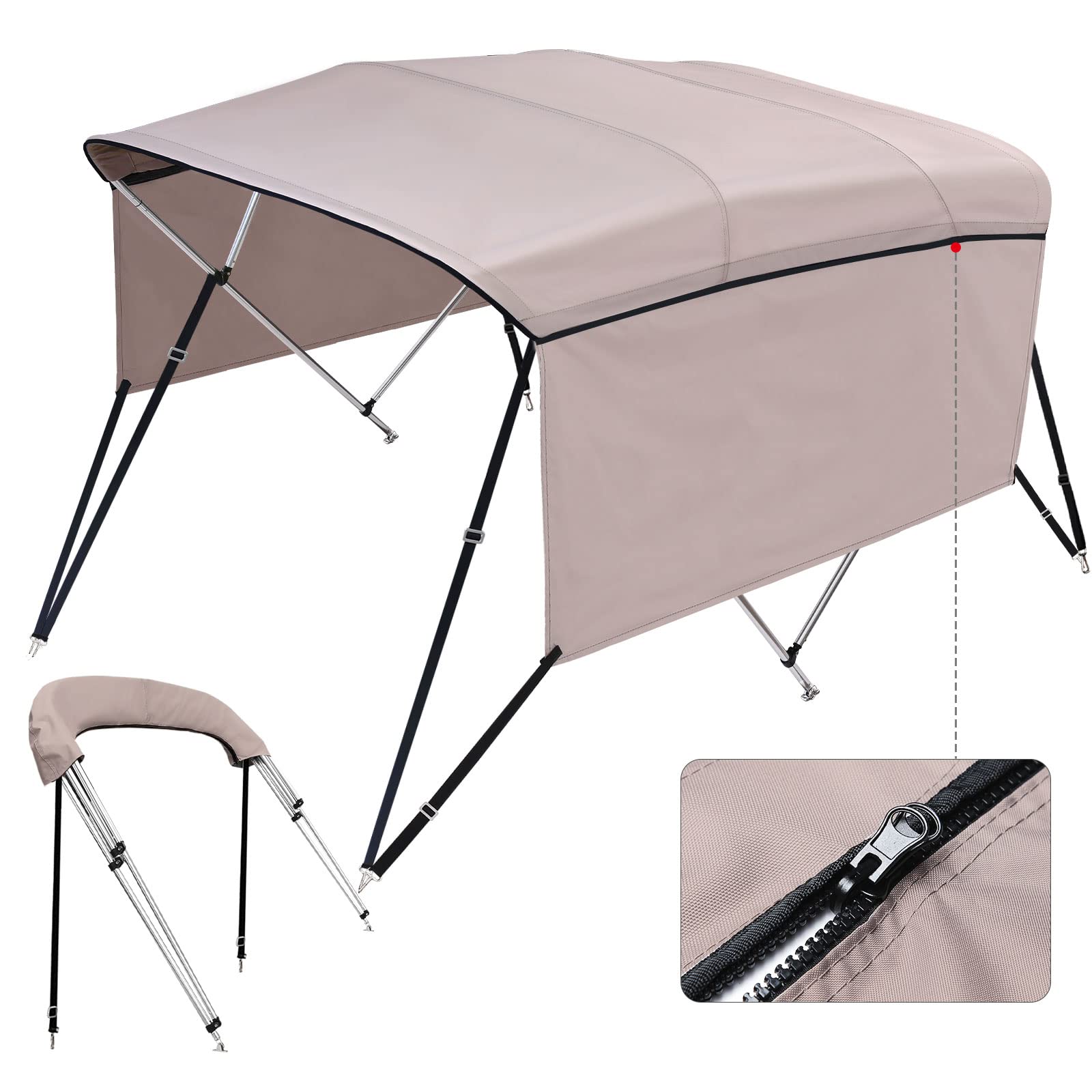 Buy KAKIT 3/4 Bow Bimini Top Cover with Easy to Install Sidewalls Sun