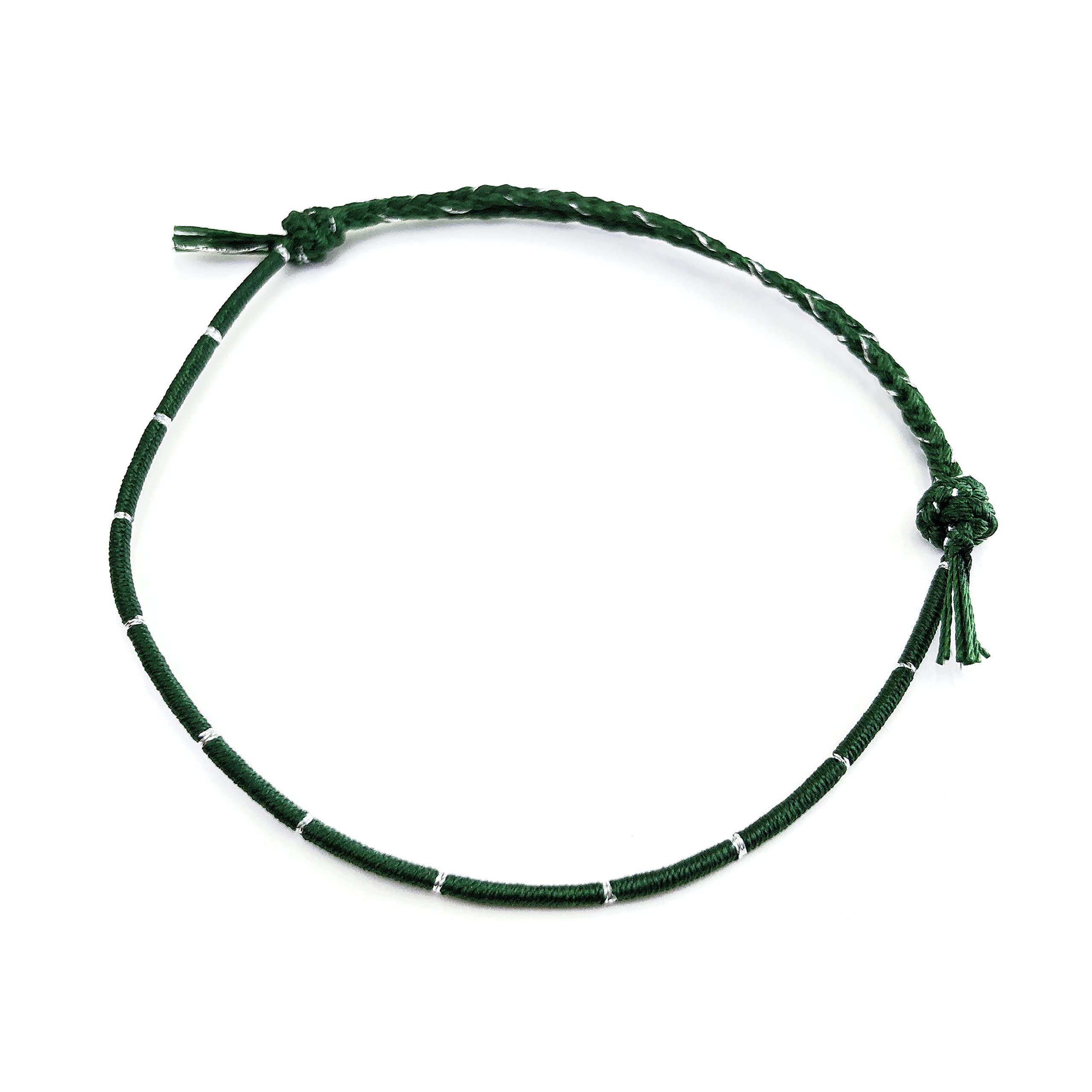 CCNMADE Pulsera de hilo de deseo especial rojo verde regalo para mamá, novia, novio, pareja, dragón plateado de 11 pulgadas, Sin gemas.
