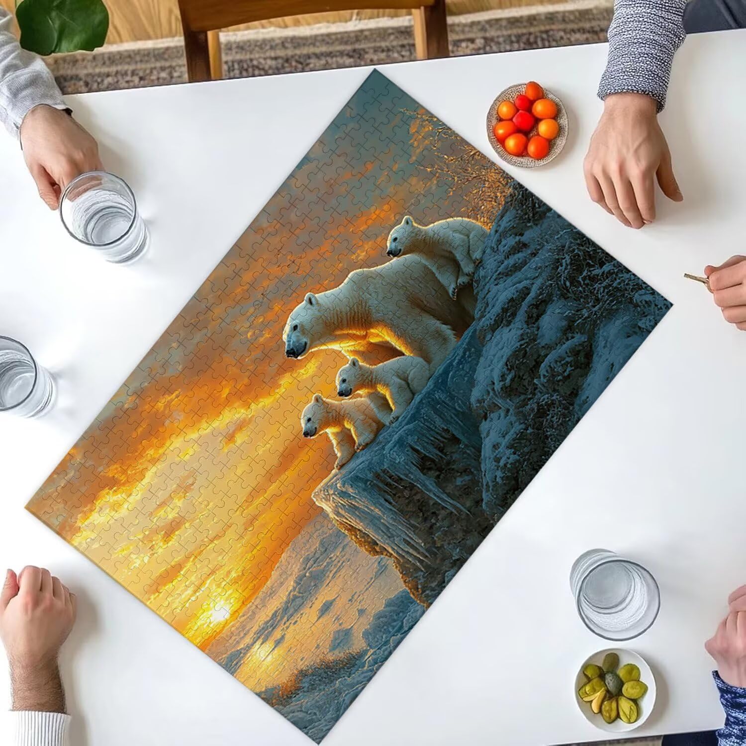 1500 Pezzi di Puzzle, tramonto orso polare1500 Pezzi di Puzzle per Adulti, Regalo di Anniversario e Natale, Decorazione Della Casa, Prevenzione Della Degenerazione Cerebrale Negli Anziani v-833