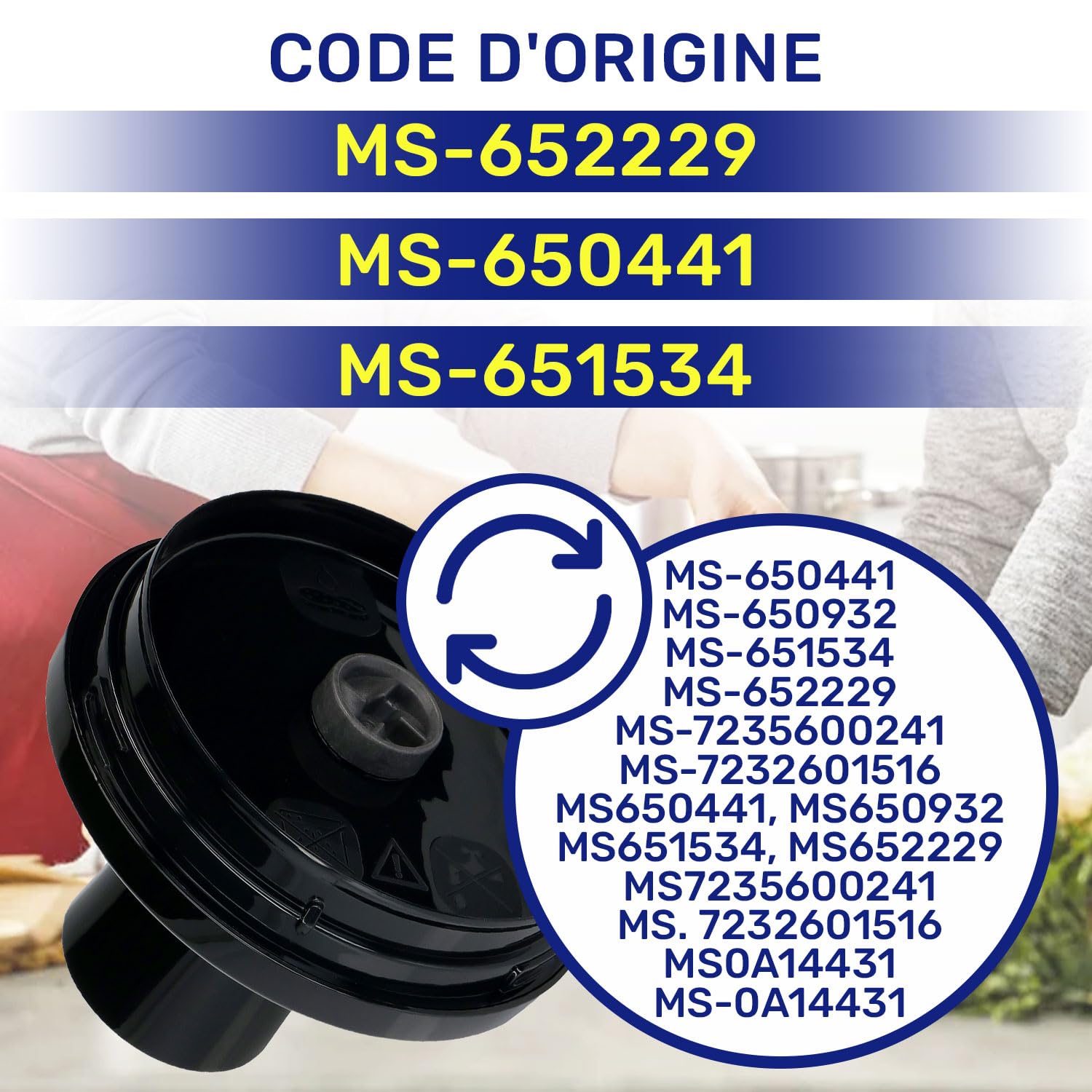 MONTERAL Couvercle du Bol pour Mixeur Plongeant avec Le Code Original MS-652229 MS-650441 MS-651534 pour Moulinex pour Tefal pour Krups - Garantie de 10 Ans