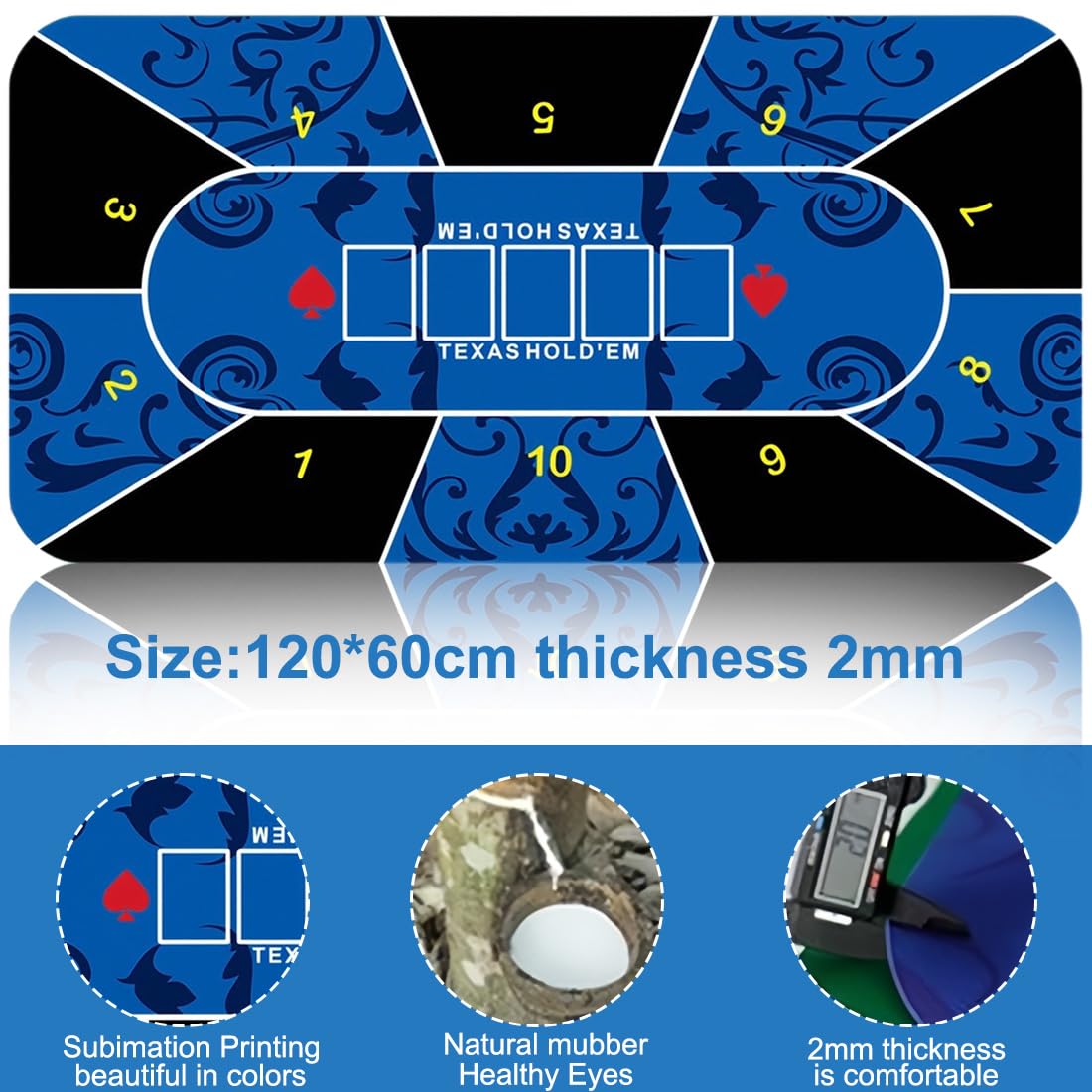 Tapete De Póquer Plegable 120 X 60 Cm, Tapete Para Juegos De Cartas Con Bolsa De Transporte, Mantel De Mesa De Póquer Impermeable Para Juegos De Póquer, Sala De Póquer, Rectangular