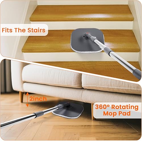 Miniatura 6 de Chabatree Juego de trapeador y cubeta, juego de trapeador giratorio y cubo con agua sucia y limpia separada, 12 almohadillas de fregona