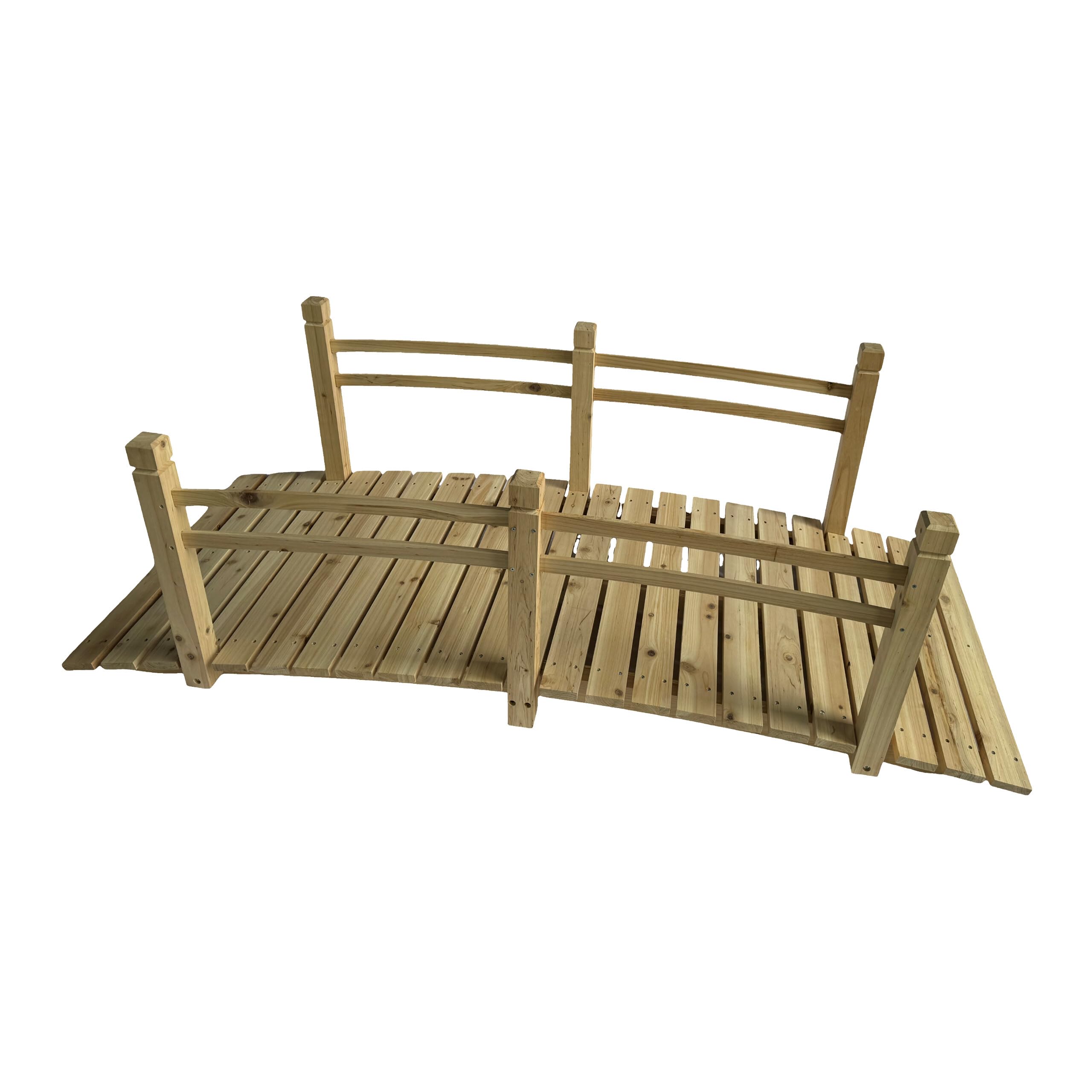Relaxdays Garden Bridge, with railing, fir wood, garden pond, HxWxD: 58 x 185 x 72 cm, 200 kg, natural
