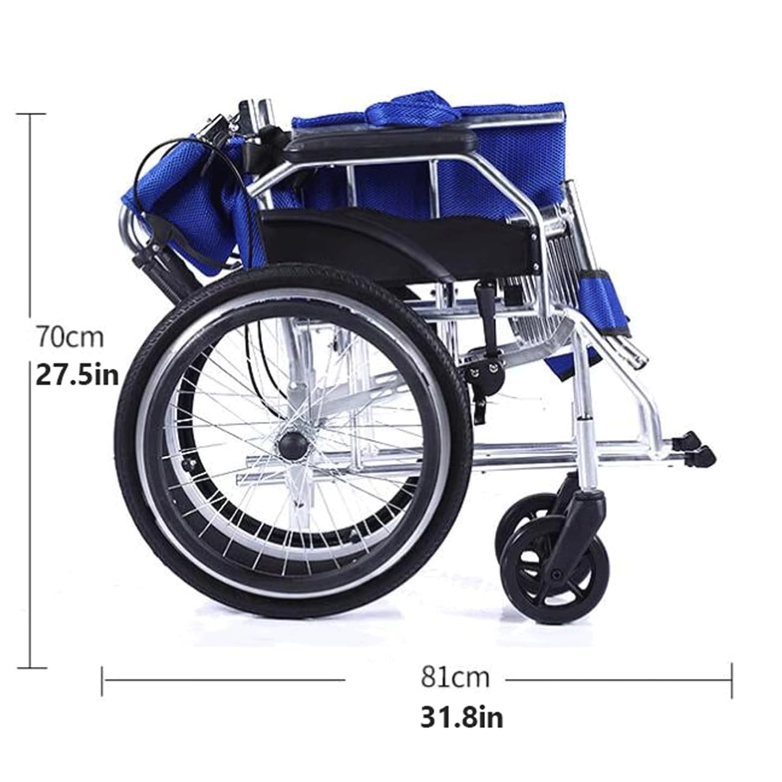BKEKM Silla de Ruedas Sillas de Ruedas de Transporte Silla de Ruedas Manual Ligera Silla de Ruedas de aleación de Aluminio con Carga de Pedal Ajustable 100 kg / 220 LB Cómodo