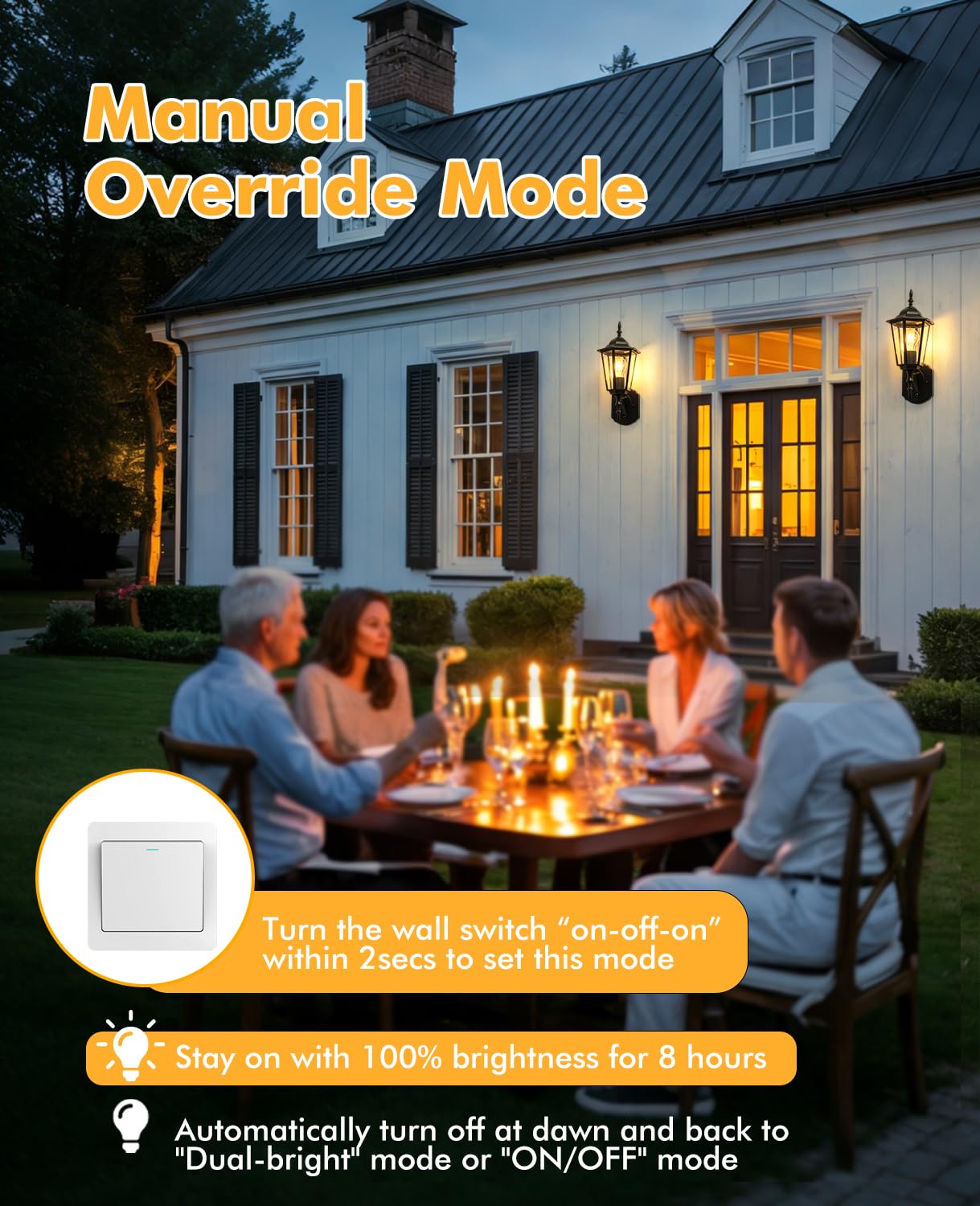 FTL Wandlampe Außen mit Bewegungsmelder, Verbesserte 3 Beleuchtungsmodi Lampe mit Bewegungsmelder Aussen, E27 Aluminium Ausenbeleutung Hauswand, Traditionell Aussenlampe Wand für Garten Haustür, IP54