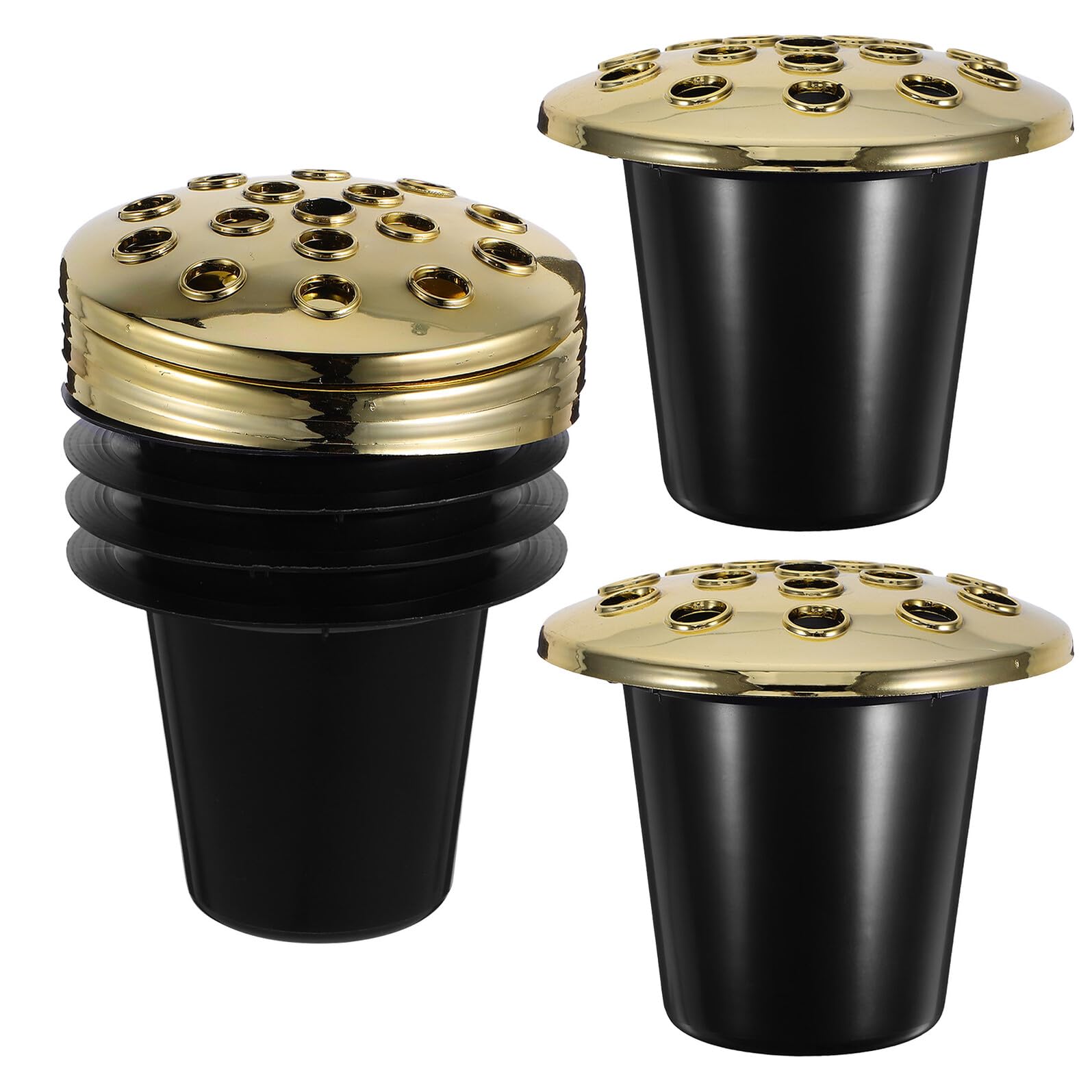 Supports pour fleurs de cimetière Yardenfun noir en plastique | Lot de 6