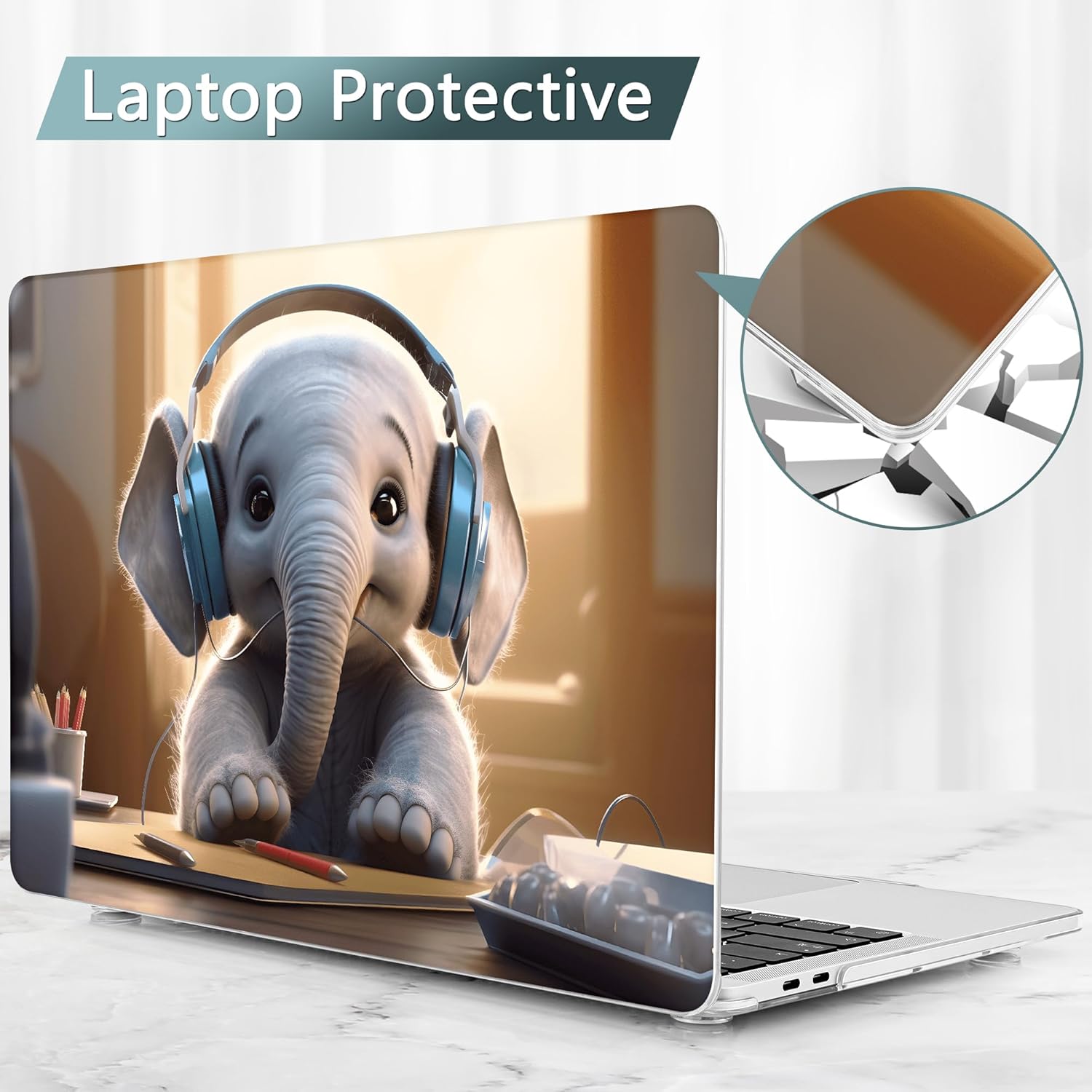 Tuiklol for MacBook Pro 16 inch Case (2020 2019 Release) Model A2141, Hard Shell Case for Keyboard Cover& OTG & Camera Cover with Retina Display and Touch Bar Fits Touch ID,Cute Eleplant - Image 6