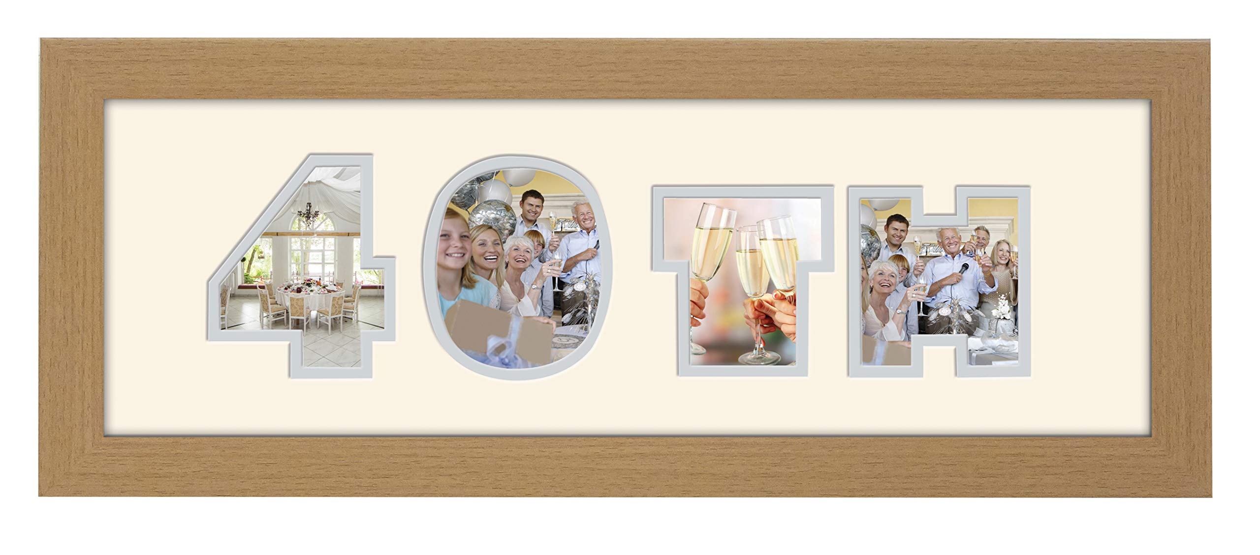 Photos In A Word Oak Finish Frame Cream Mount Grey Inside 40Th Birthday Photo Frame Double Mounted Quality Gift 852A (Oak Finish Frame Cream Mount Grey Inside)