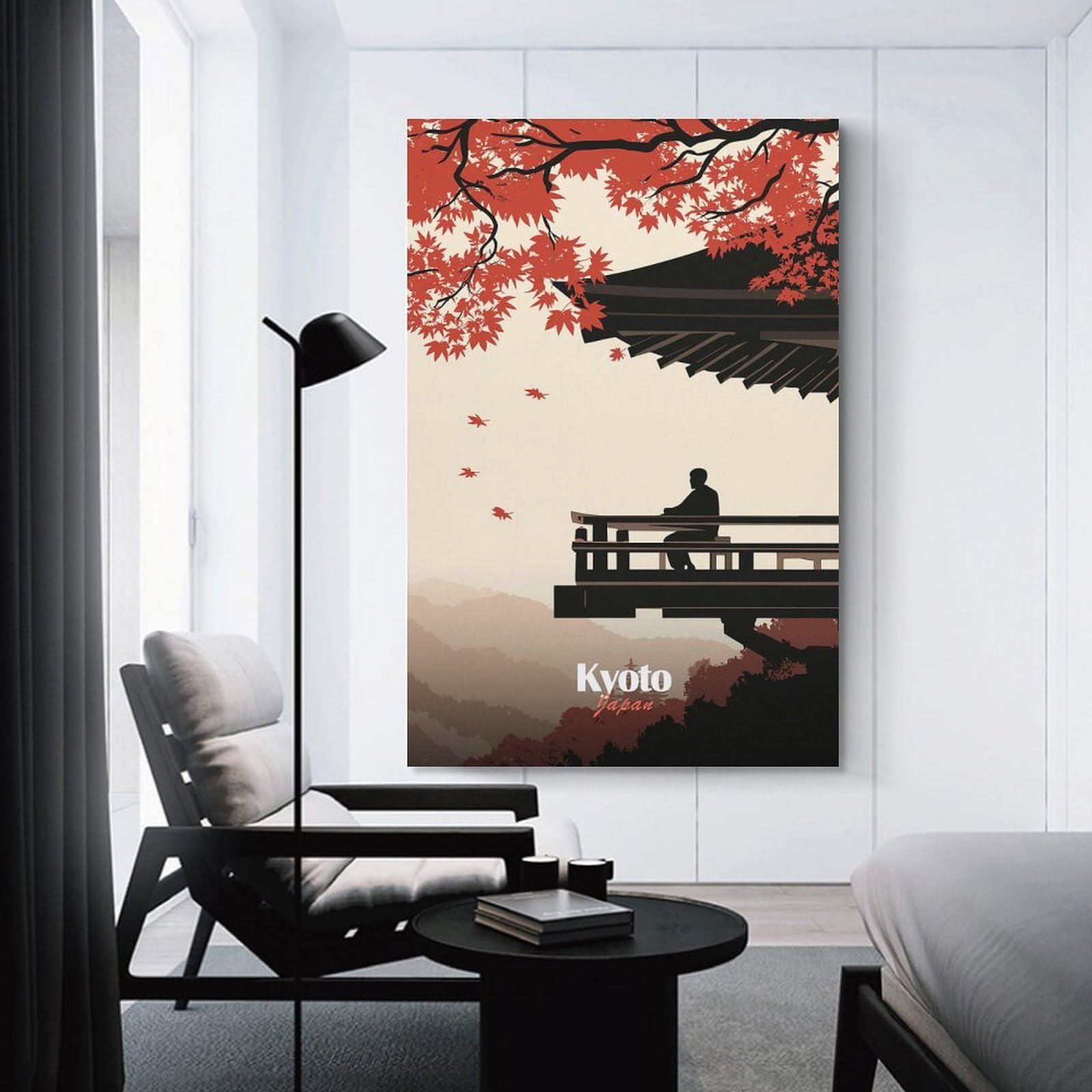 Junmoney Unframe-Style-2-2 Kyoto Japan Silhouette Home Decor Wall Art, 20X30inch(50X75cm), For Wall Displays, Bedrooms Or Room Updates, Ideal For Building A Coordinated Art Wall