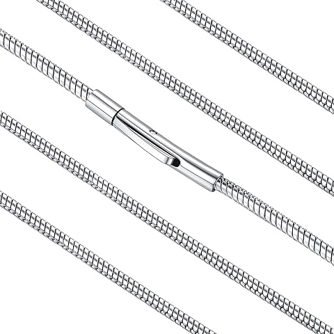 FaithHeart Stainless Steel Chains for Men, Silver/Black/14K Gold Plated Snake/Wheat/Box/Rope/Rolo Chain Necklace 16-30 Inches with Delicate Gift Box