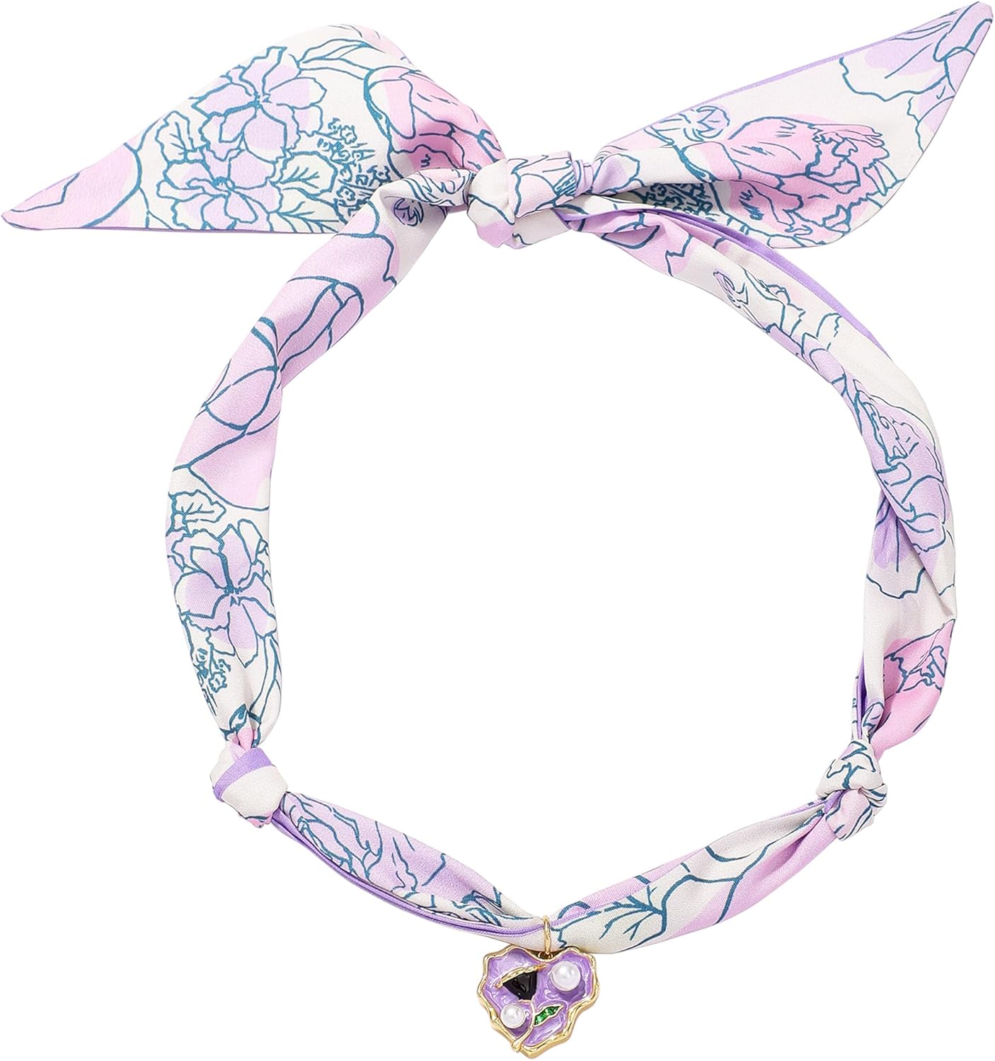 Scarf Necklace for Women Bandana Necklace with Gold Plated Pendant Heart,Cross,Moon, Fashion Jewelry Gifts