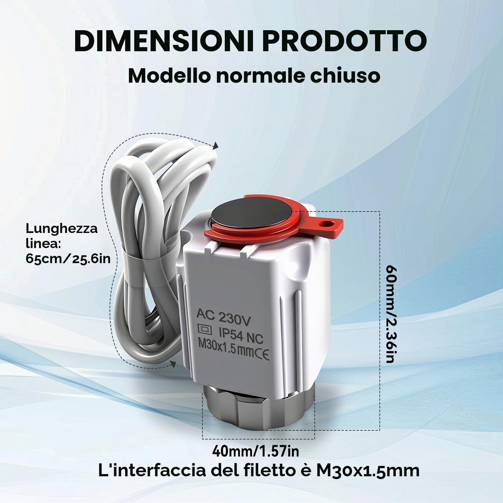 Attuatore AC 230 V per riscaldamento a pavimento, attuatore termico elettrico M30 x 1,5 mm, attuatore per valvola di riscaldamento a pavimento, attuatore per la maggior parte dei collettori per il