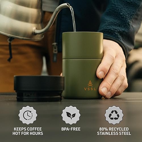 Miniatura 5 de VSSL Nest Pour Over - Juego de café, transportable y compacto, con taza de doble pared de 10 onzas, musgo profundo