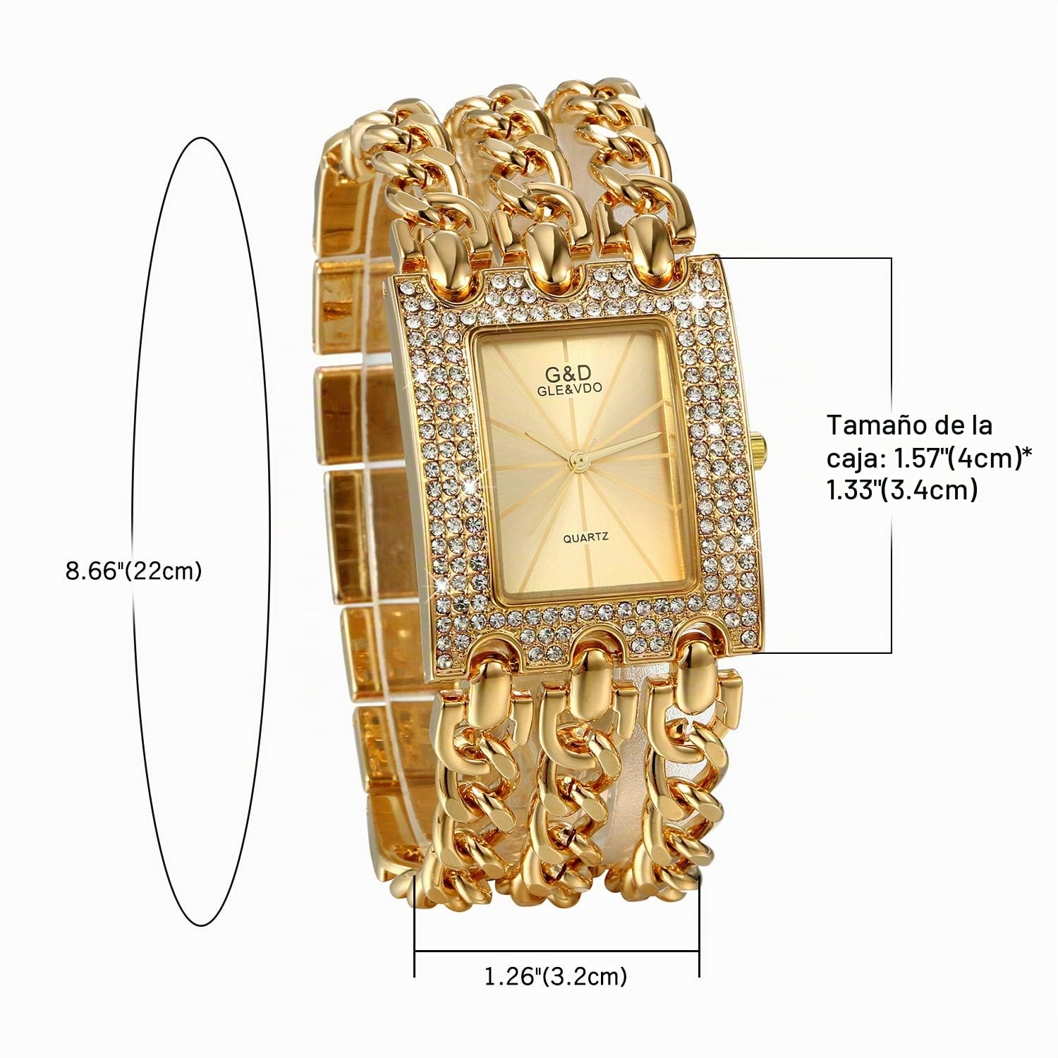 JewelryWe Reloj Cuadrado Diamantes Mujer: Relojes Plata Oro de Cuarzo Analógico Correa de Acero Inoxidable Hip Hop - para Negocios Ocio Regalos