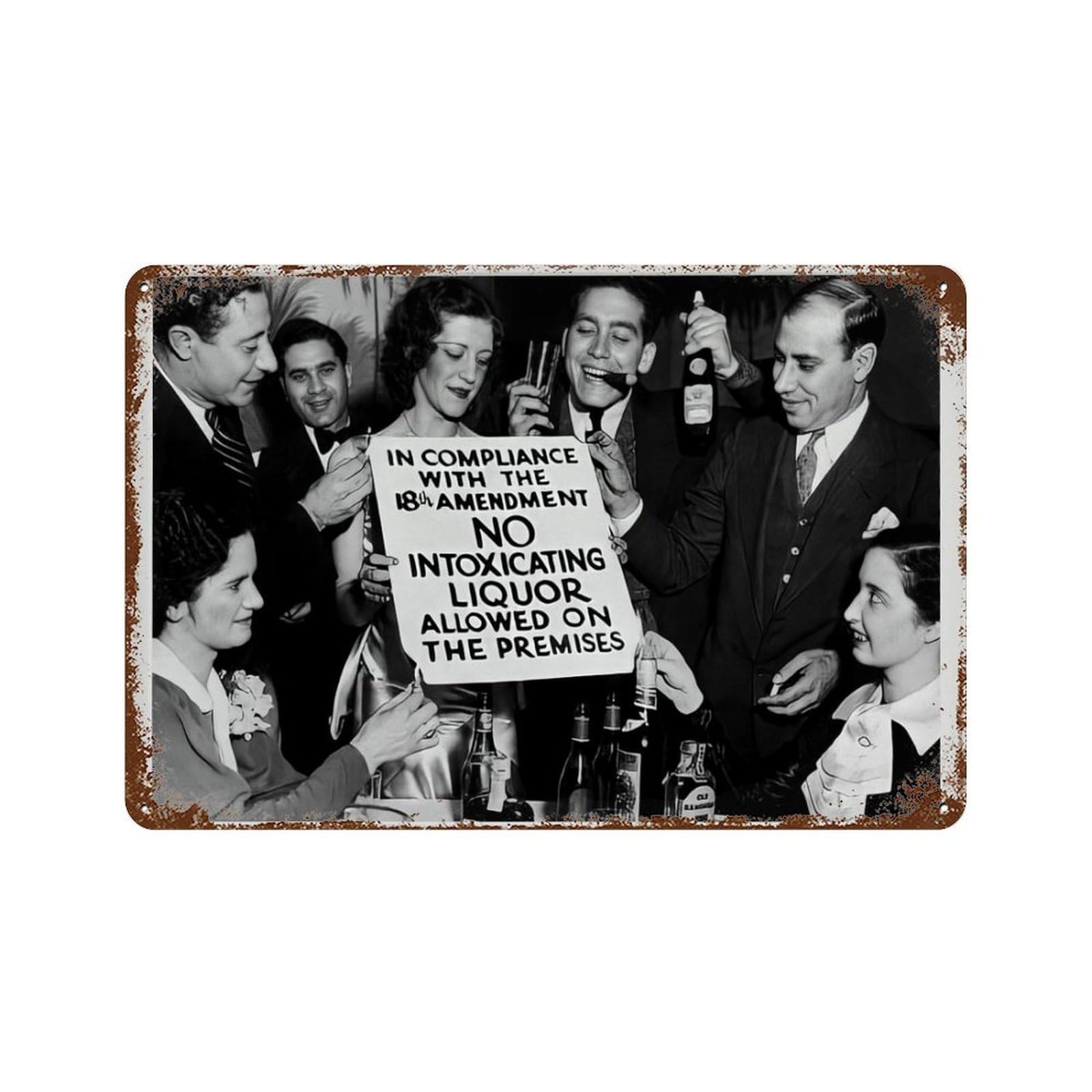 xiaoxiaoshen Prohibition Photo ， Vintage Bar C Poster, 1920s Speakeasy, 18th Amendments Wall Decor Art Metal Tin Poster Modern Home Decor Art Home Bar Shop Decorations Vintage Sign 20x30cm
