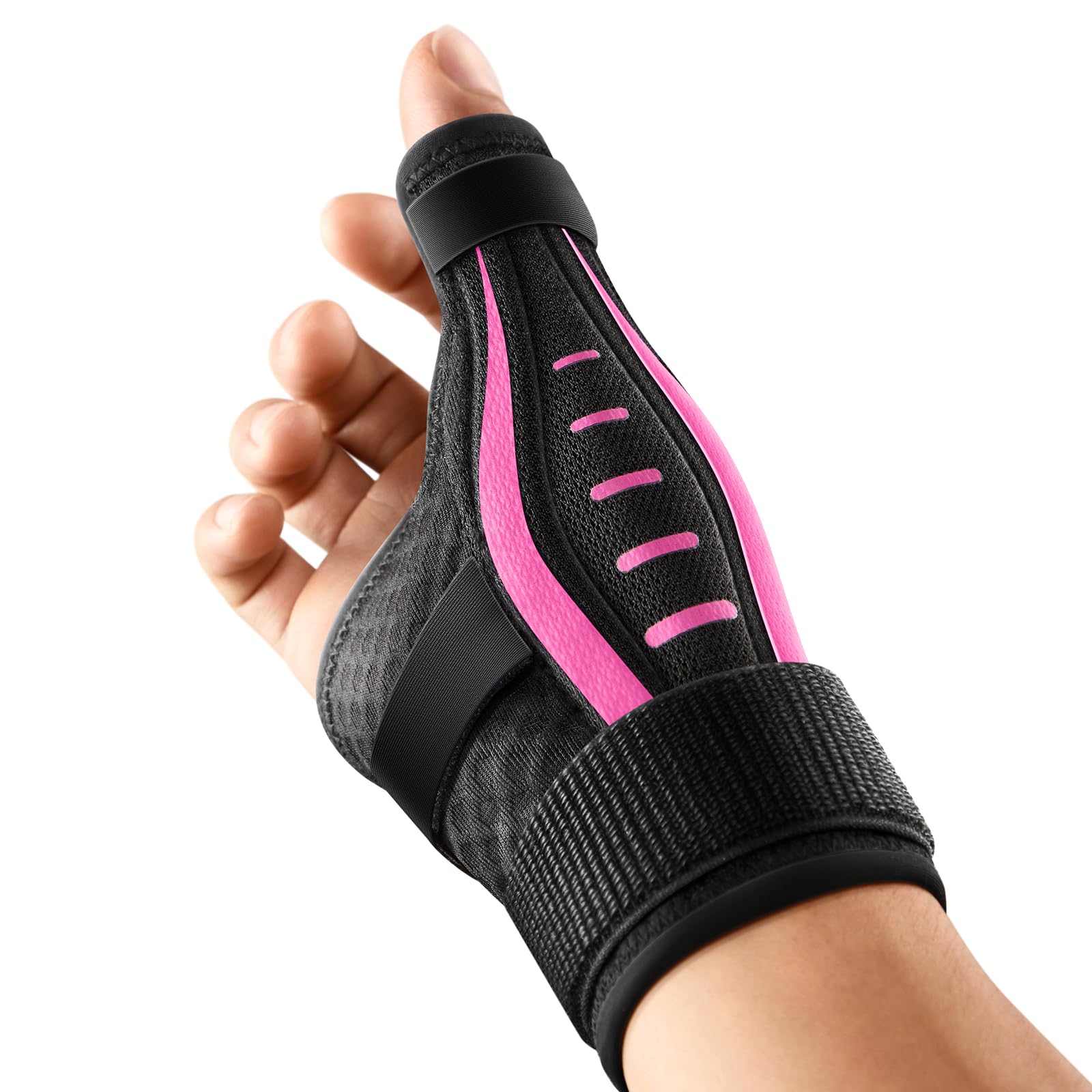 FULDAY Daumenbandage Rechts und Links Hand, Ergonomische Daumensattelgelenk Bandage, Atmungsaktive Daumenschiene, Daumenorthese bei Arthrose, Sehnenscheidenentzündung, Schnappdaumen(M Rosa)