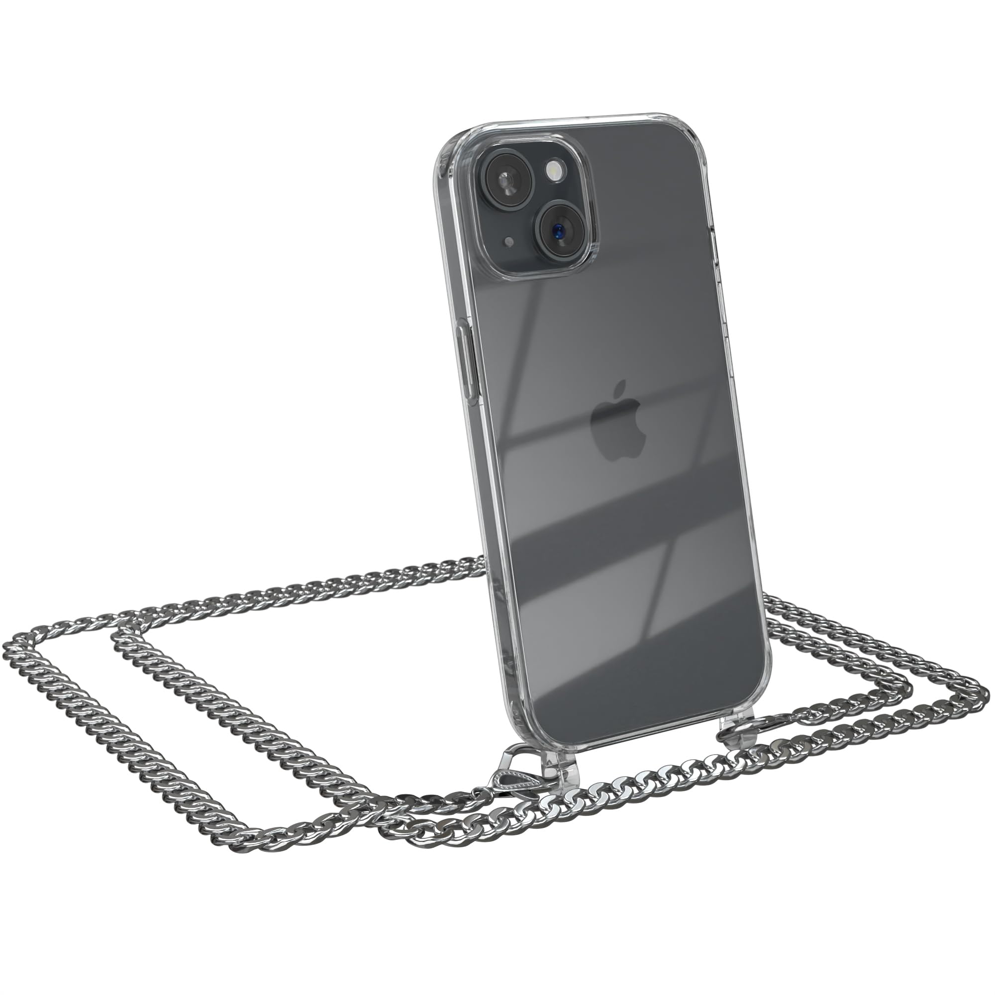 EAZY CASE Handykette kompatibel mit iPhone 15 Handykette mit Metall Umhängeband und Ersatz Kordel schwarz