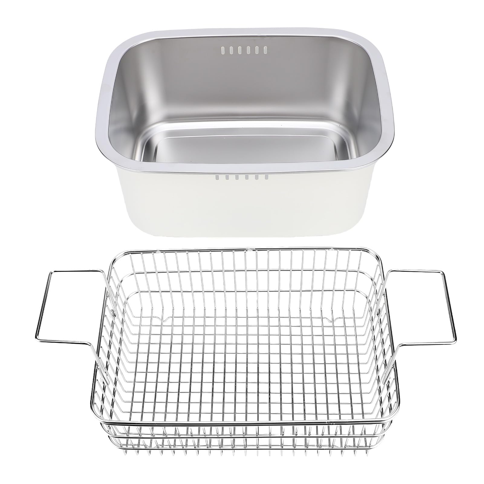 Yosoo Health Gear Spülschüssel aus Edelstahl 304, 7,5 L Spülbecken mit Abflusskorb, Spülbecken, Zum Gemüsewaschen in der Küche, Camping