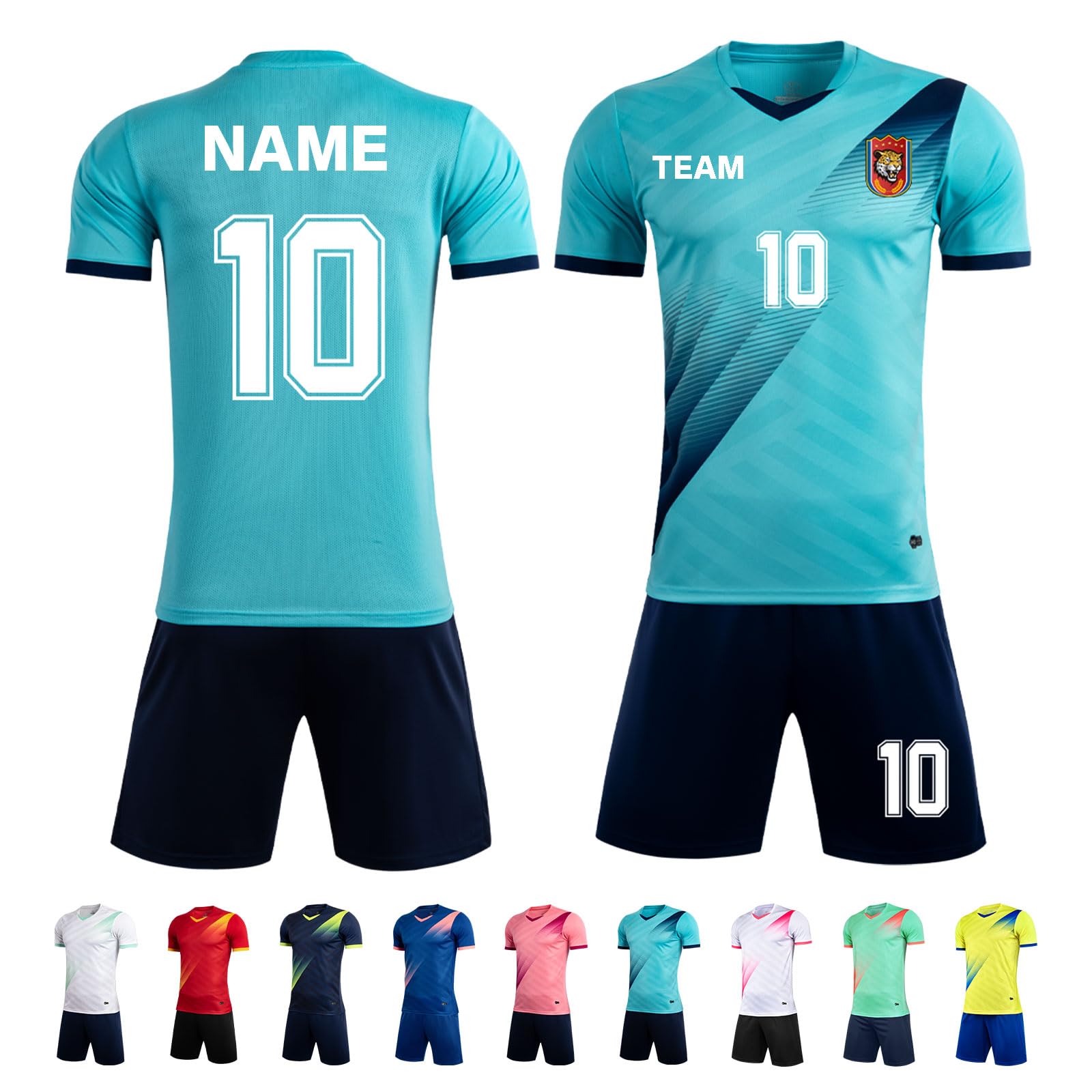 ORYG Custom Soccer Jerseys for Adult Personalized Boys Girls Soccer Team Uniforms with Name Number Logo Team Name Light Blue