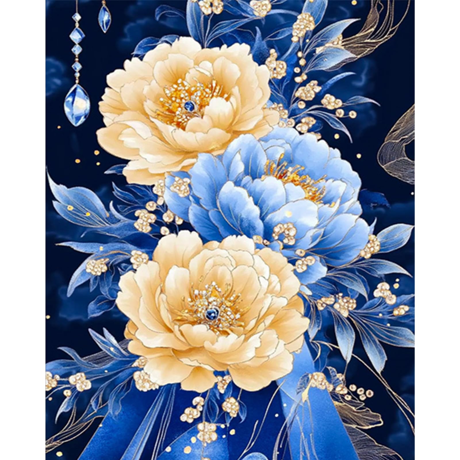 Flower Stamped Cross Stitch Kits for Adults，11CT 3 Strands DIY Counted
