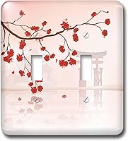 Vista 1 de 3dRose lsp_78460_2 Lindas flores de cerezo contra una escena oriental pacífica interruptor de palanca doble