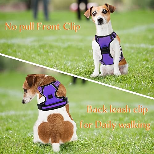 Miniatura 3 de Arnés sin tirones para perros pequeños, medianos y grandes, chaleco reflectante ajustable para mascotas con clip frontal acolchado para perros, asa