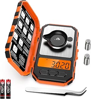 (Upgraded) Professional Milligram Scale, 50g 0.001g Digital Kitchen Scale, Portable Food Scale with Tare Function, Backlit for Experiment (2*10g Calibration Weight/Battery/Tweezers Included) -Orange