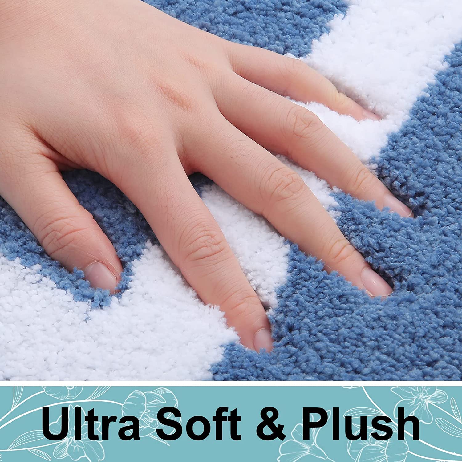 Homaxy Alfombra de baño antideslizante lavable de microfibra suave, 60 x 120 cm, color azul