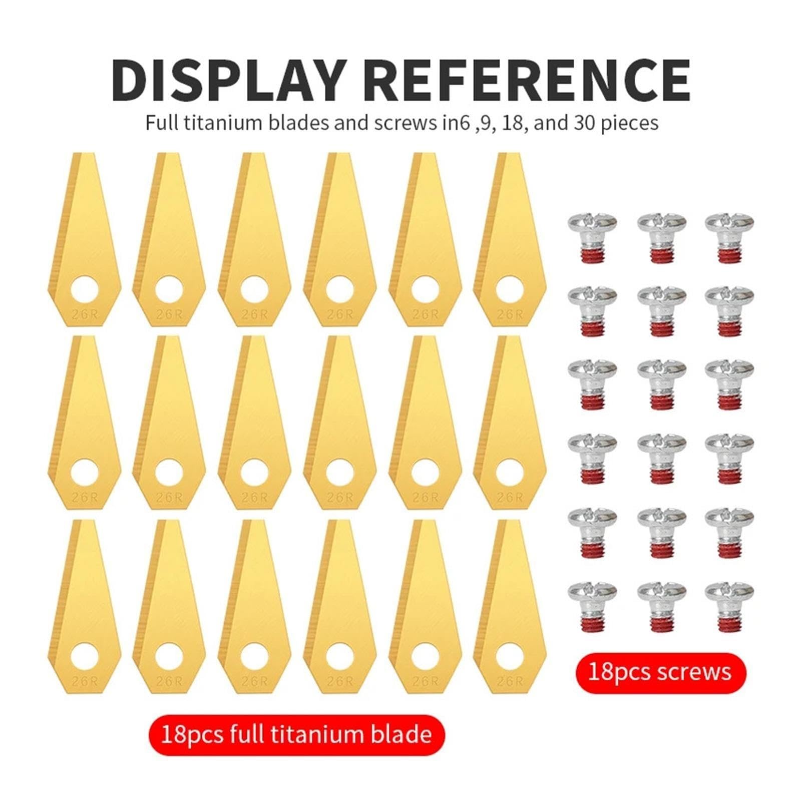 Cuchilla De Repuesto para Cortacésped, Compatible con Bosch,Indego Robot Cortacésped con Cuchillas De Acero Inoxidable(Golden 27pcs)