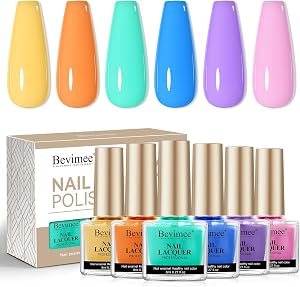 Pastel Nail Polish Set, 6 Colour Yellow Blue Purple Pink Macaron Summer Quick Dry Nail Polish Glossy Shine Regular Vernis A Ongle Fingernail Toe DIY Art Salon Home Pastel Reverie Gift for Women