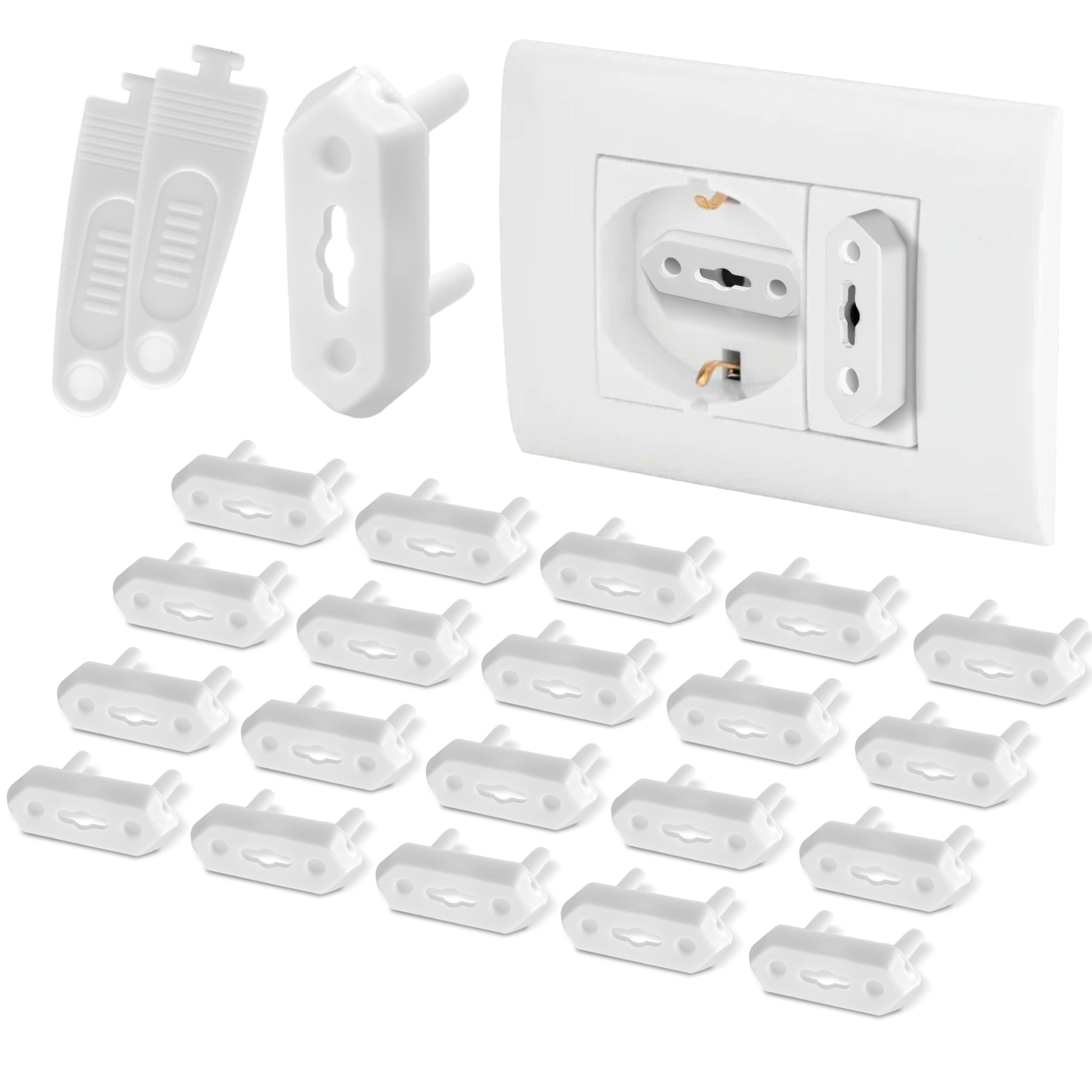 T&B Confezione da 20 coperture per prese UK, protezione per prese di sicurezza per bambini, colore bianco